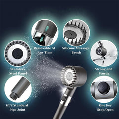 Turbo Scalp Massage Shower Head with Filter – High Pressure & 3 Modes