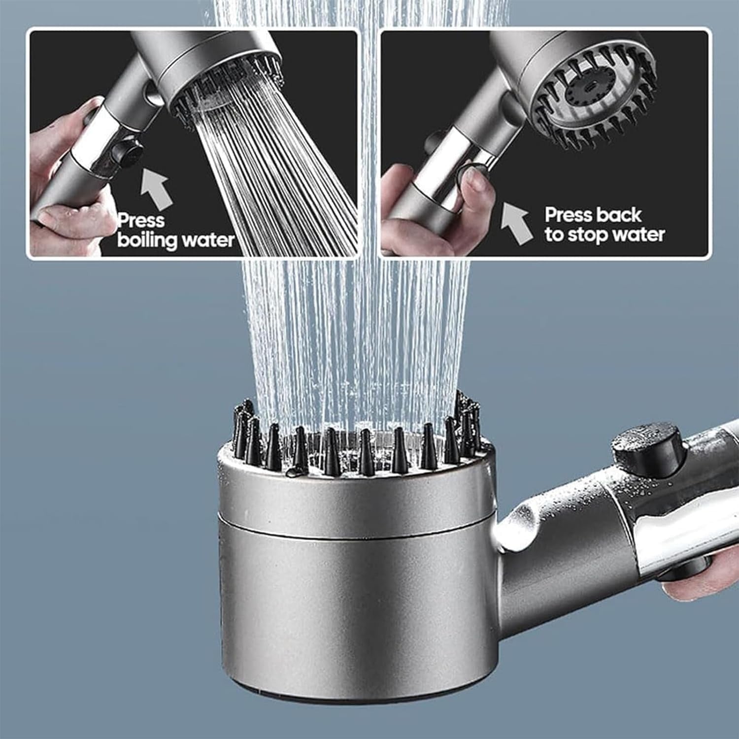 Turbo Scalp Massage Shower Head with Filter – High Pressure & 3 Modes